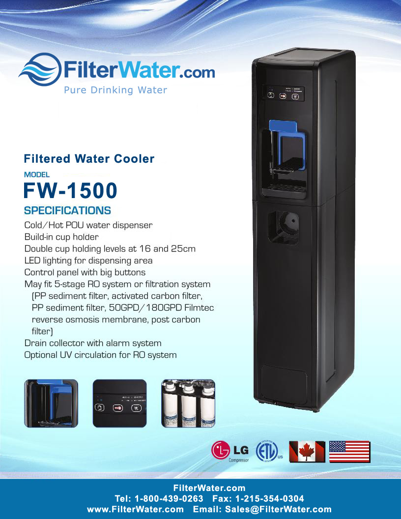 FW1500F Bottleless Water Cooler with 3 Stage Filtration